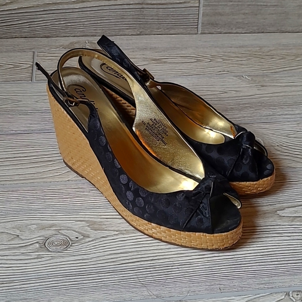 Candies Coastal Black Dot Wedge